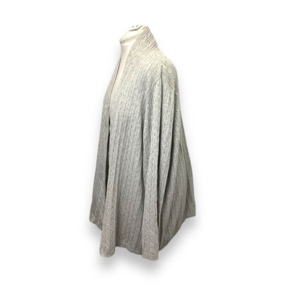 Kim Rogers Curvy Women’s Open Front Cable Knit Cotton Cardigan, Gray, size 2X - Picture 3 of 7